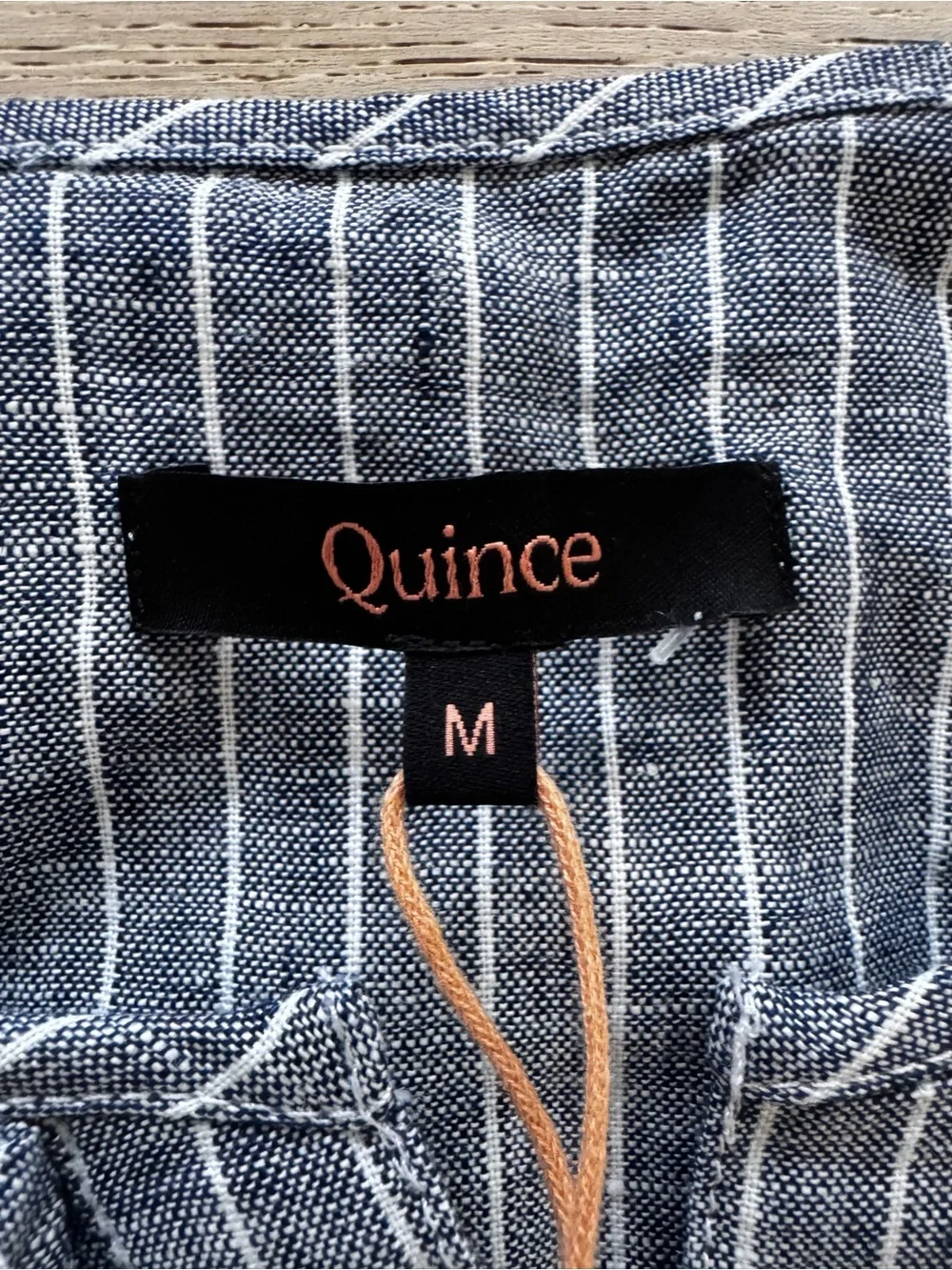 NWT Quince European Linen Tiered Maxi Dress chambray stripe M - Picture 8 of 9